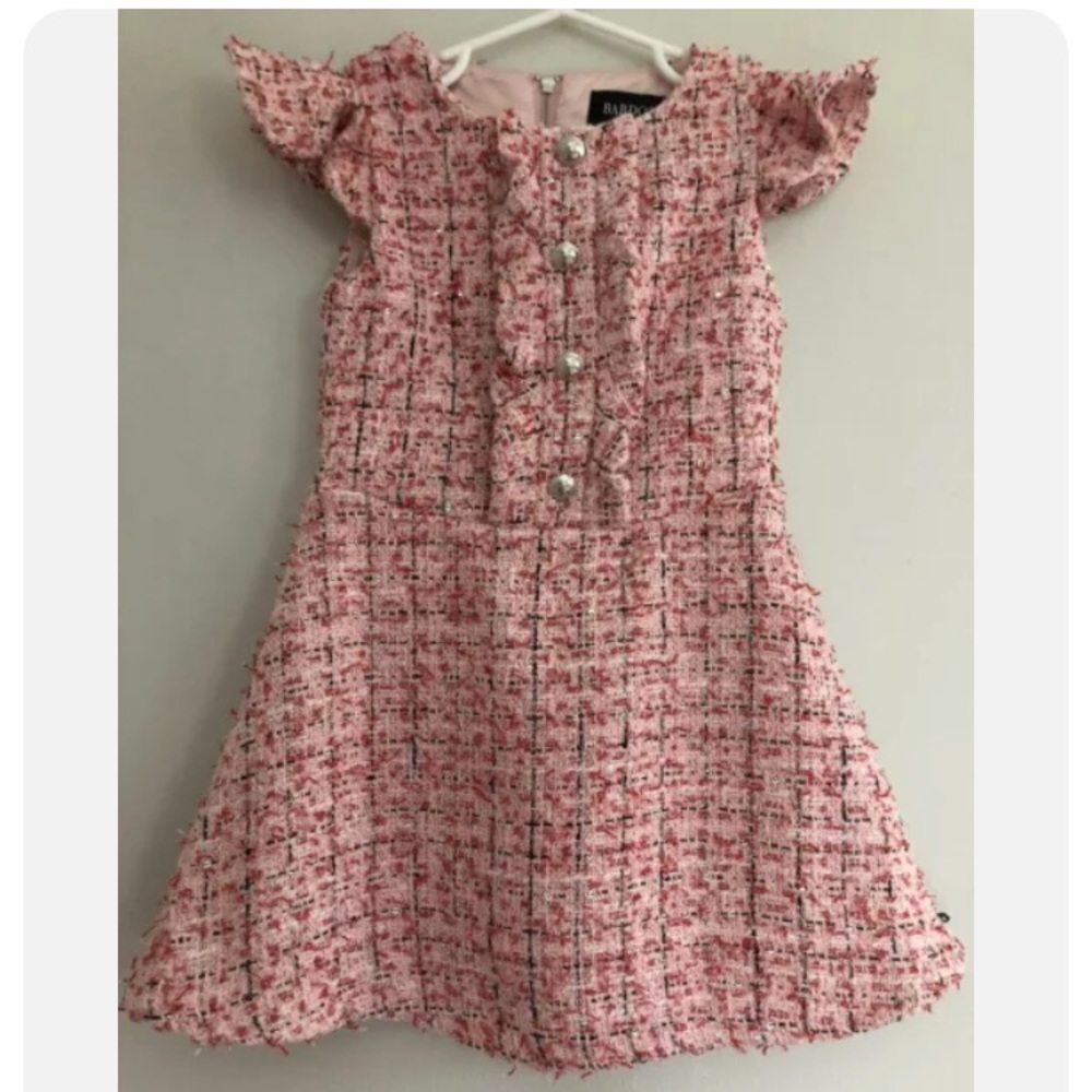 Bardot Junior Pink Tweed Dressy Dress Girls 4t